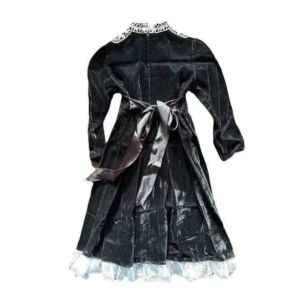 VTG Jessica McClintock Black Velvet Lace Dress Size 6 Victorian Gothic  Holiday